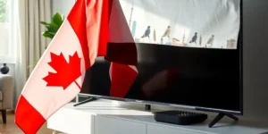 Canadian flag, streaming devices, living room setup - IPTV Canadian (1)