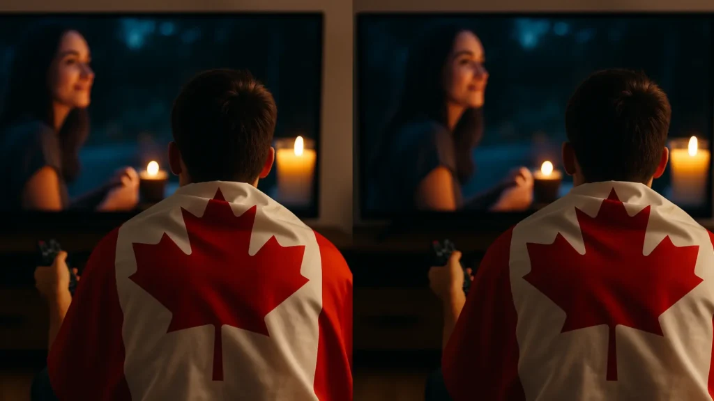 The Best IPTV Canada 2025: Top Services, Features, and Trends 1 iptv canada 2025 - someone with flag and watch TV