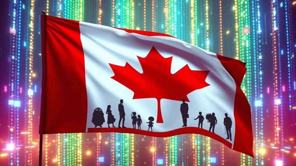 Best IPTV Canada 2026 1 Canadian flag with digital streams and entertainment icons. - Best IPTV Canada 2026